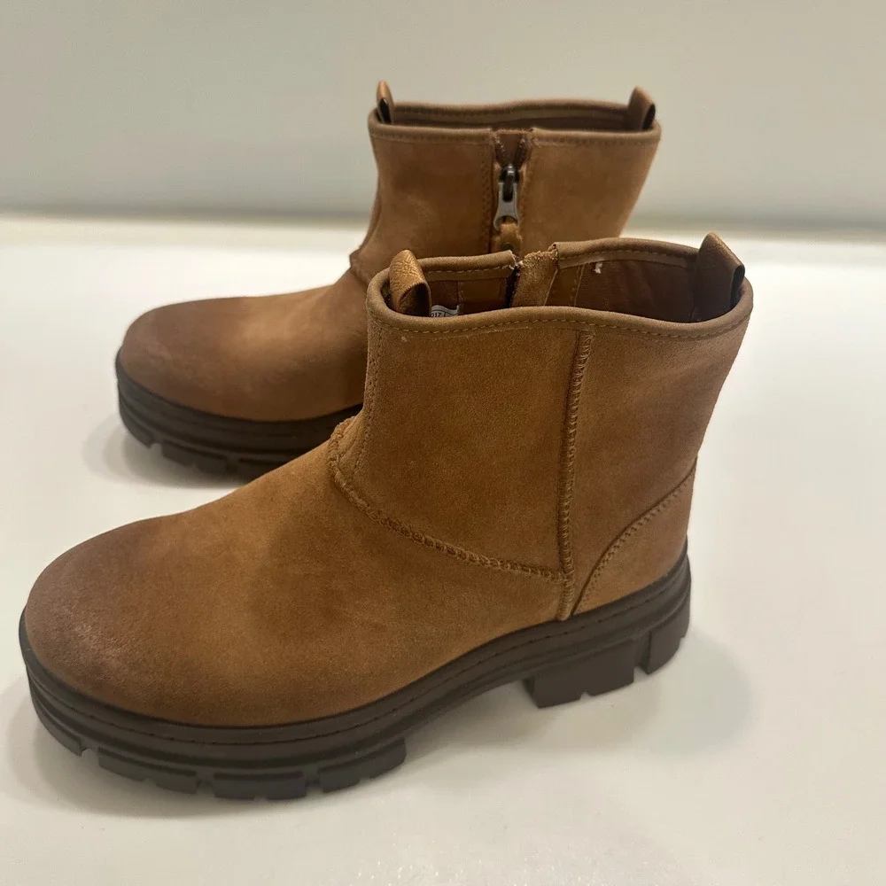 UGG Ashton Ankle Boots Chestnut Brown Suede Waterproof Lug Sole 1135017 Mens 7